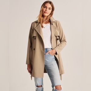 Abercrombie Drapey Trench Coat - Medium Brown